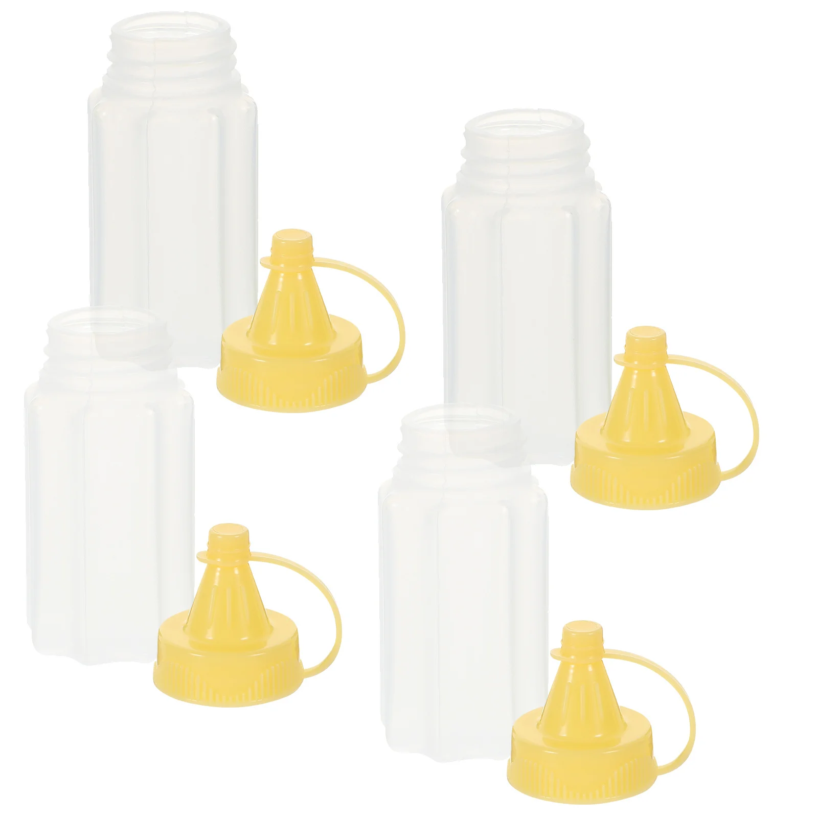 

4pcs Squeeze Bottles For Sauce Condiment Ketchup Honey Oil Clear Dispenser With Lid Kitchen Gadgets Portable Bpa-Free Leakproof