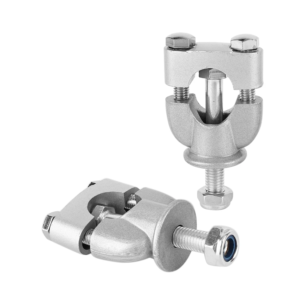 1 Pair 7/8\' 22mm Silver Handle Bar Mount Mounting Riser Clamp For ATV Motorcycle
