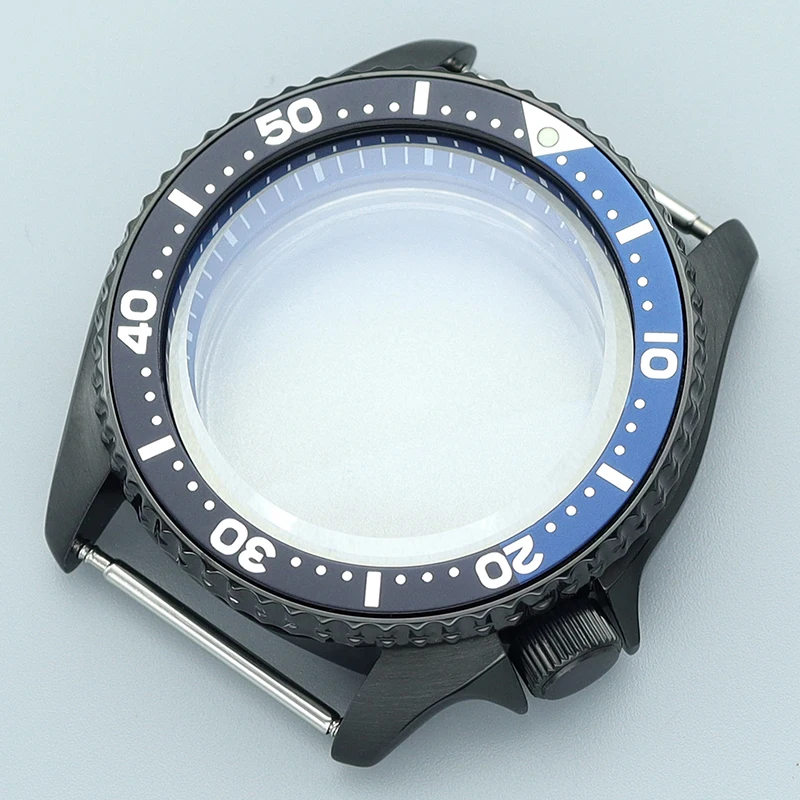 Black 42.5mm Watch Case Mod Parts Sapphire Glass Fit SKX007 Seiko nh35 nh34/36 Movement 28.5mm Dial 3.8 Crown blue chapter Ring