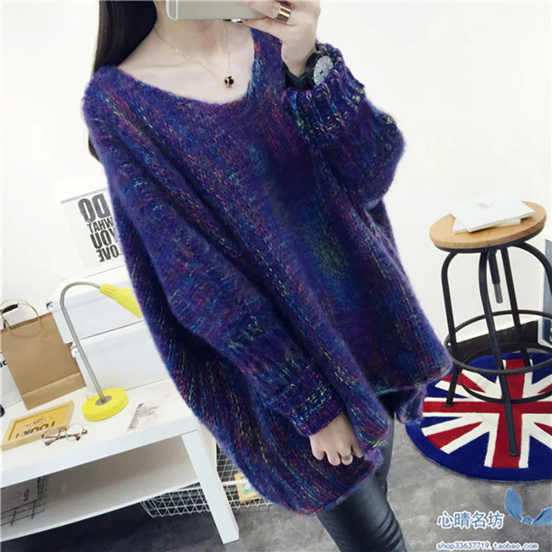 Fashion O-Neck Color Loose Batwing Sleeve Sweaters Women Clothing 2023 Winter New Oversized Casual Pullovers Asymmetrical Tops