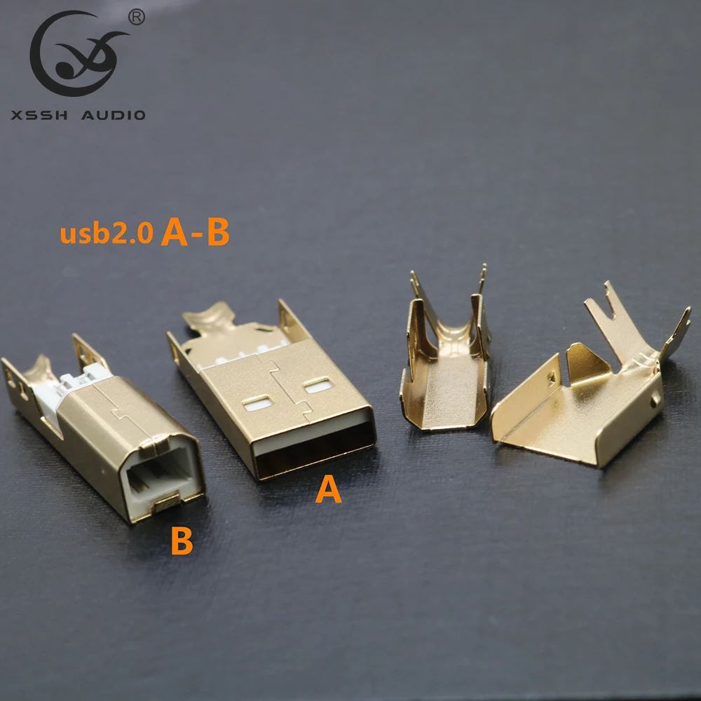 タイプ2.0 A-B標準ポートyivo xsshオーディオメスはんだジャックコネクタusb A-Bタイプゴールドメッキプラグハイファイusbプラグコネクタ