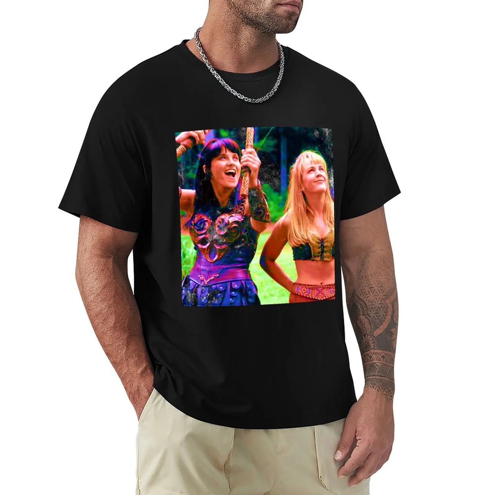 

xena and gabrielle art T-Shirt T-shirts oversize funny costumes clothes for men