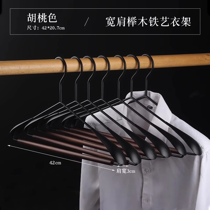 10Pcs Wooden Clothing Racks,Smooth Solid Wood Pants Rack Swivel Hook,Household Metal Notches Hanger for Coats Jackets