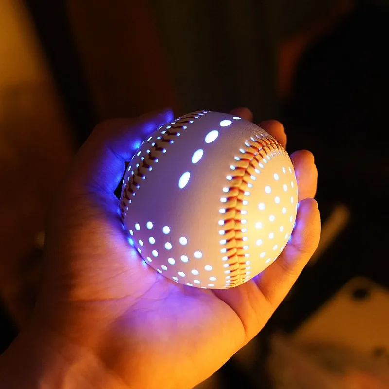 1Pcs Glow Baseball Colorful LED Light Up 6 Colors 2 Shining Molds Faux Leather Rechargeable Practice Baseball