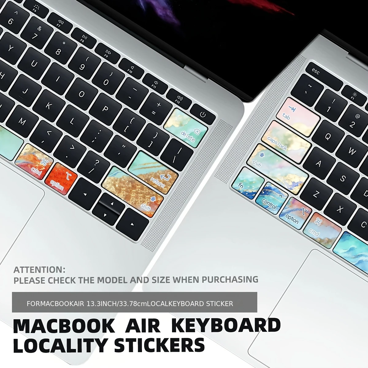 MacBook Air Watercolor Gilding Keyboard Stickers, 11.35x10.6CM Cartoon Game Removable Vinyl Shortcut Decals