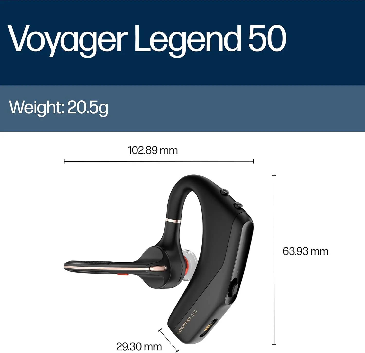 Poly Voyager Legend 50 Bluetooth Headset Discreet Boom 4 Noise