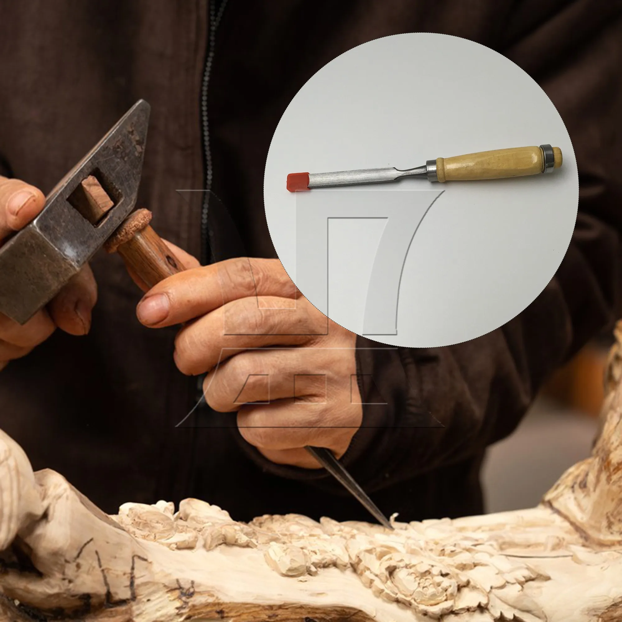 BQLZR 1set 4-In-1 Carpentry Semicircular Chisel With Protective Glove Set, Suitable for Wood Carving