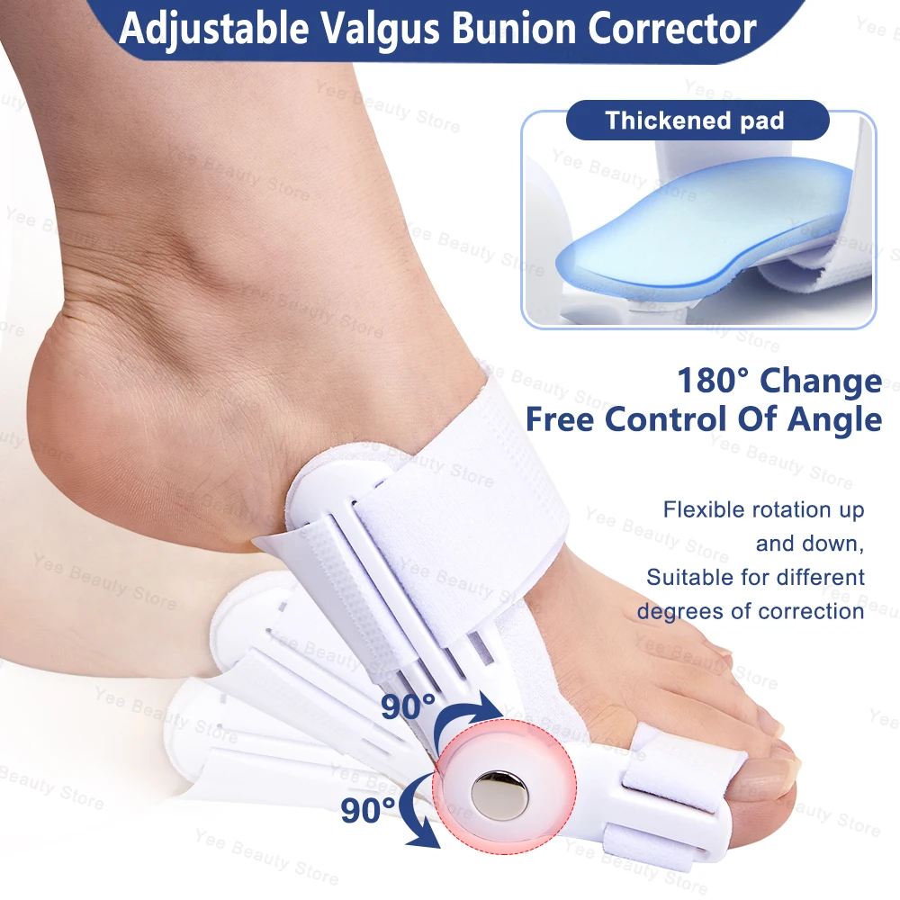 Adjustable Hallux Valgus Bunion Corrector Unisex Foot Braces Rotatable Toe Separator Straightener Pedicure Finger Toe Corrector