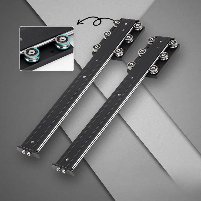 Jewelry display cabinet bottom-mounted slide rail hidden silent pull-out telescopic flat push desktop bay window track dual-axis