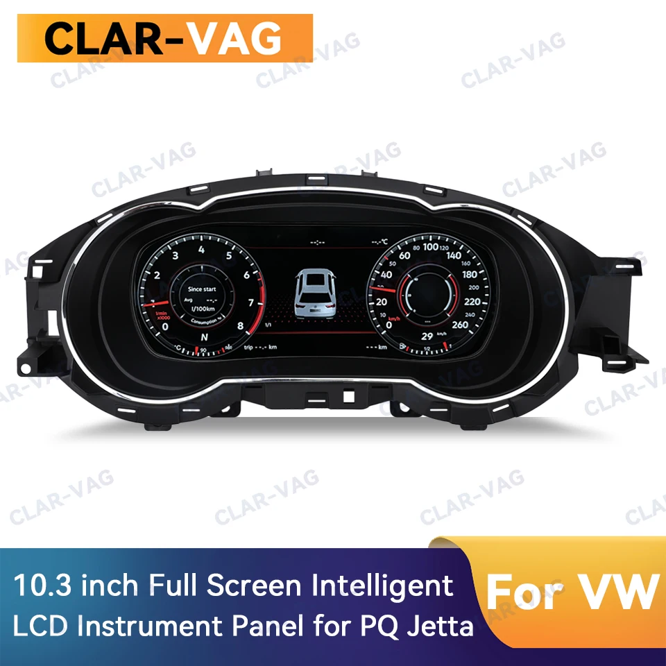 10.3 inch Car Instrument Screen Display For Volkswagen PQ JETTA 2012-2018 Smart Speedmeters Dashboard Cluster Virtual Cockpit