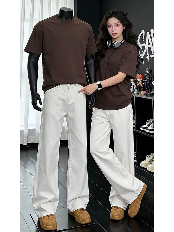 

White American Straight Leg Jeans Men Summer Thin High Waist Slimming Pants Guangzhou Xintang Workwear Long Trousers