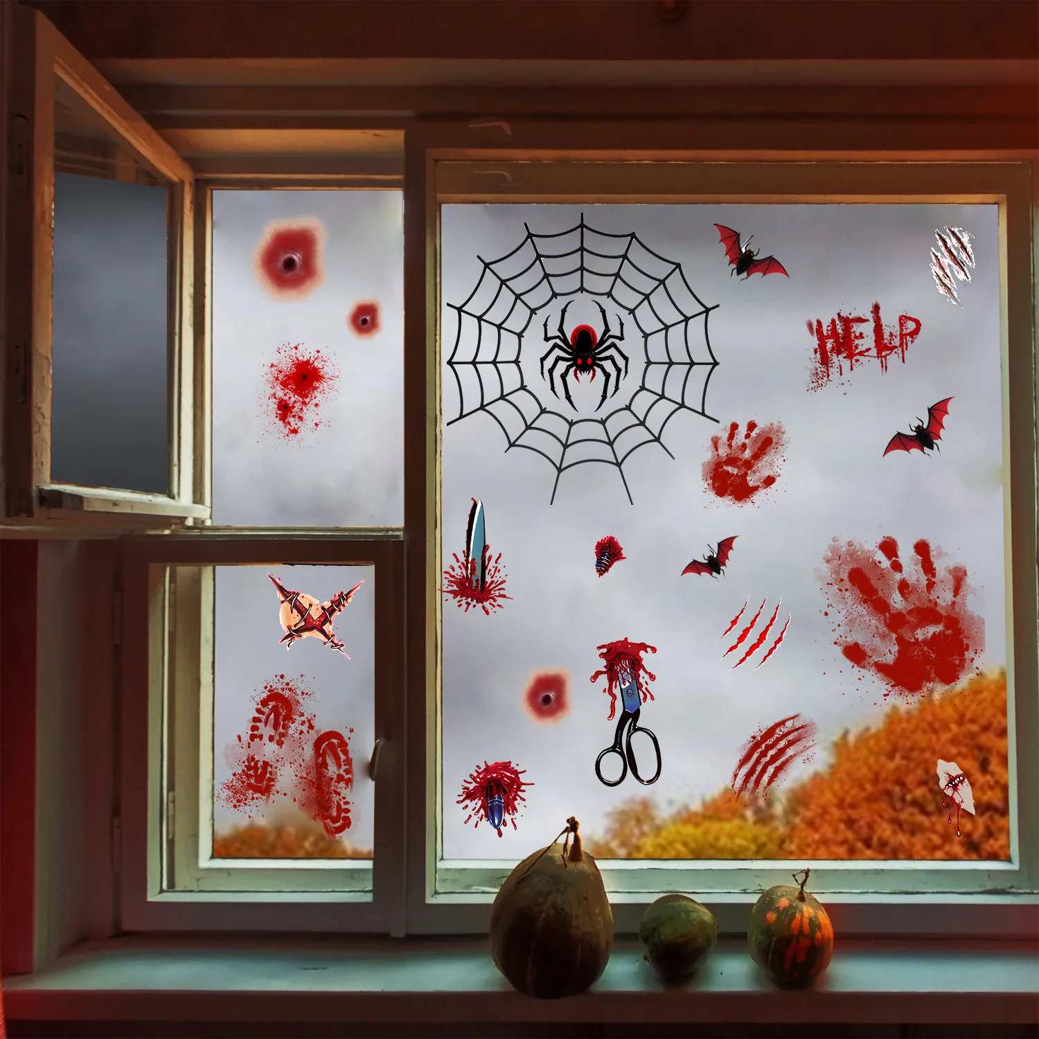 

Halloween Scare Festival Decoration Spider Bat Glass Window Display Stickers