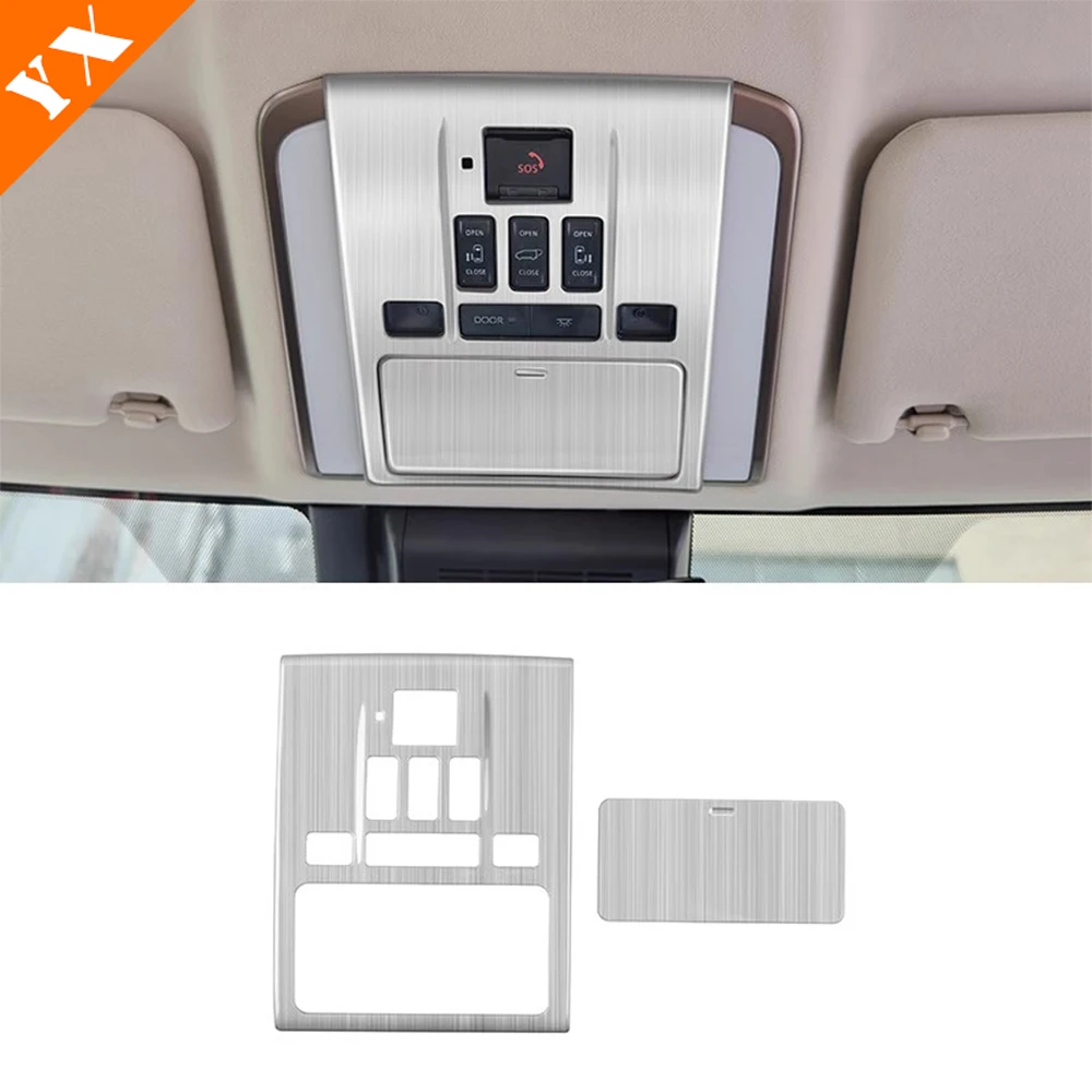 Car Front Rear Reading Light Lamp Cover Stainless Black Sticker Frame Garnish Trim For Toyota ALPHARD 2024-2026 Accessorie