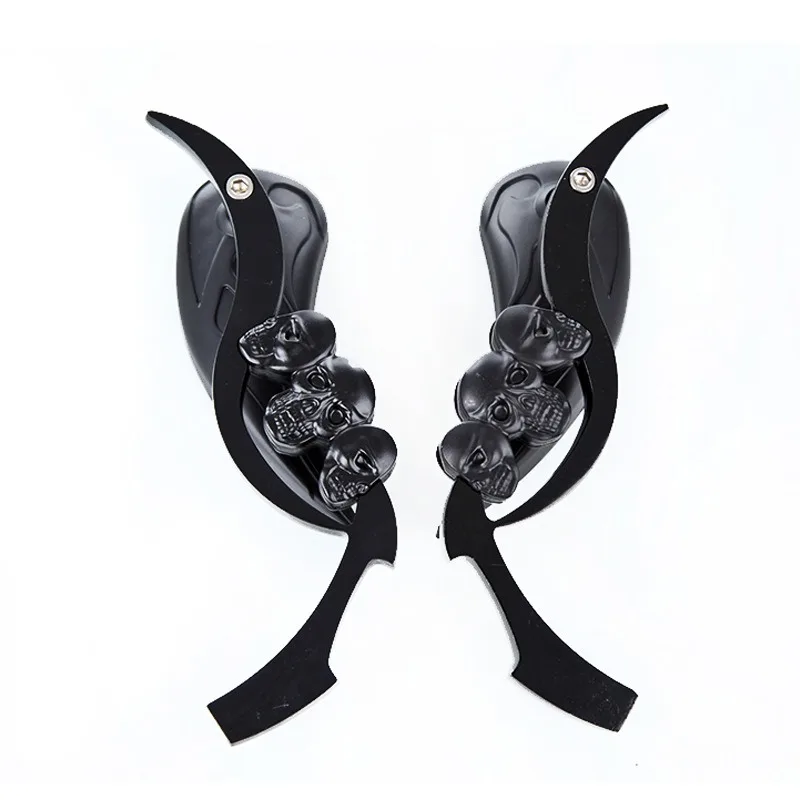 Anti-rust Zinc Alloy Rearview Mirror Retro Skull Handlebar with Anti-glare Mirror Universal Motorcycle Accessories for Harley