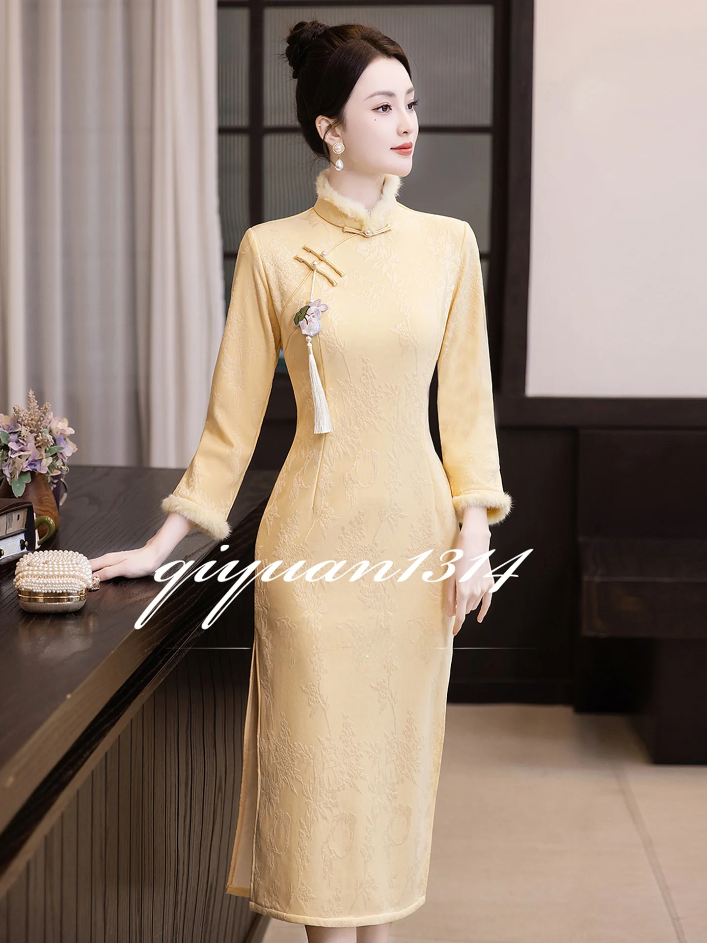 young-sle-long-sve-giallo-qipao-inverno-fce-foderato-tradizionale-cinese-nuovo-design-ele-vintage-faion-ladies-dr