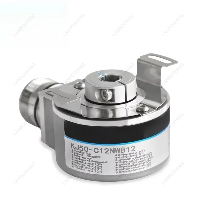 12 Bit Single Turn Absolute Encoder Servo Motor Rotary KJ50 SSI Gray Code IP65 Spring Plate Installation 1M Cable Industrial