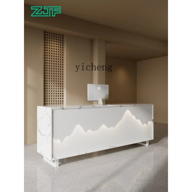 GZ-24  Reception Desk New Chinese Style Simple Modern Service Desk Stone Luminous Checkout Page Counter