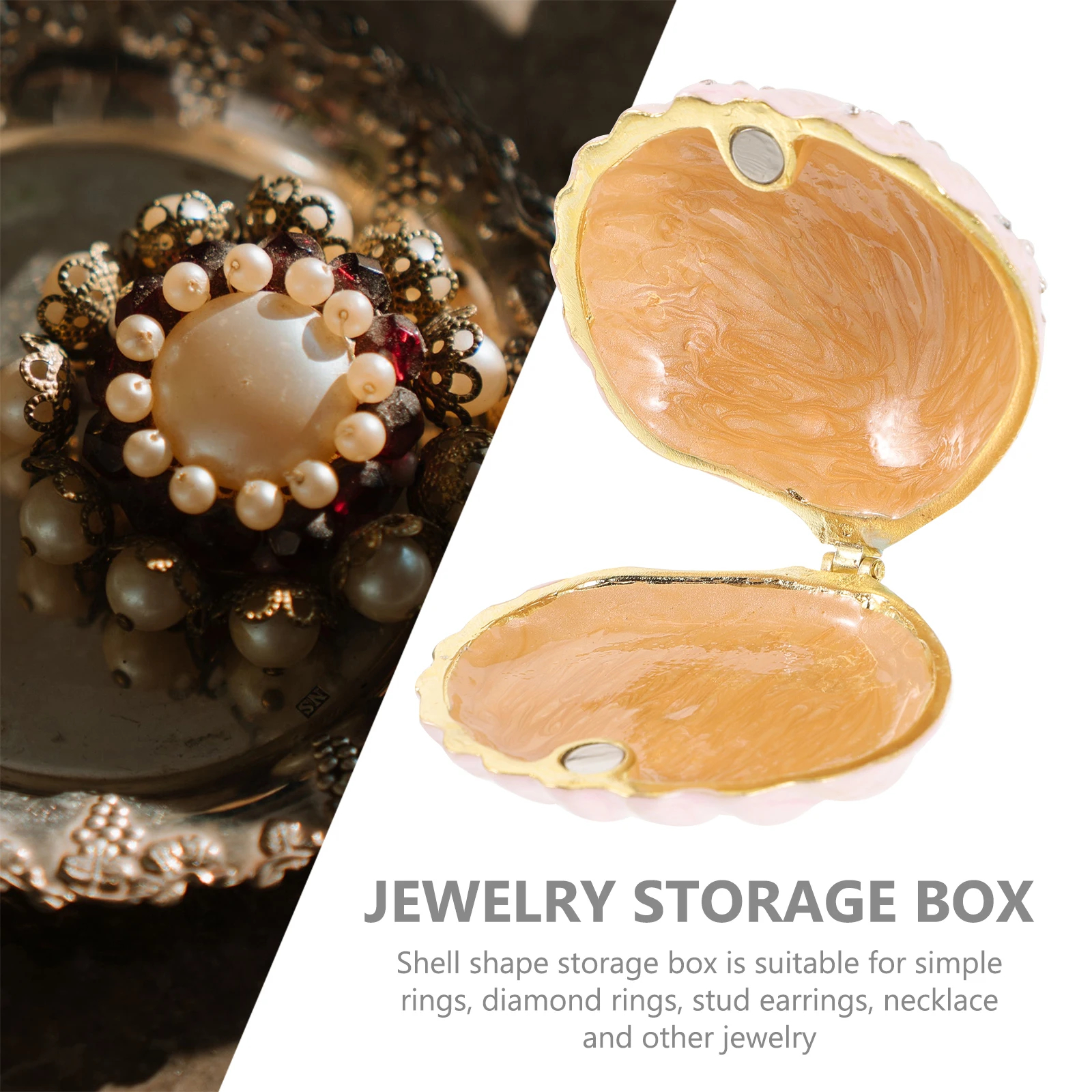 

Shell Shaped Jewelry Box Fresh Color Metal Seashell Trinket Case For Ring Necklace Storage Organizer Gift Container