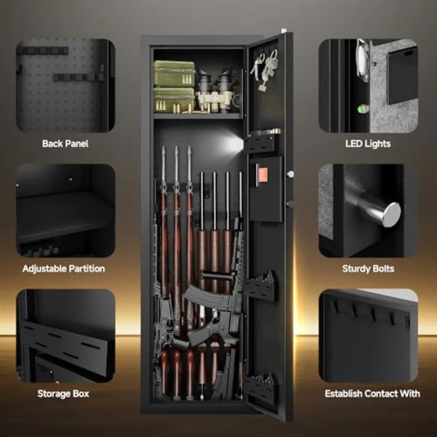 10-12 cofres para armas, cofres seguros para rifle, para casa, rifle e pistolas, seguro para arma longa para folga de rifle, seguro com teclado digital a