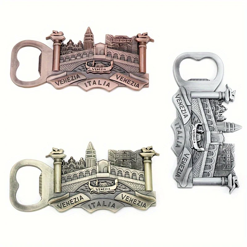 Creative Italian Rome Venice Landmark Retro Fridge Magnetic Metal Bottle Opener Decoration Refrigerator Stickers Souvenir Gift