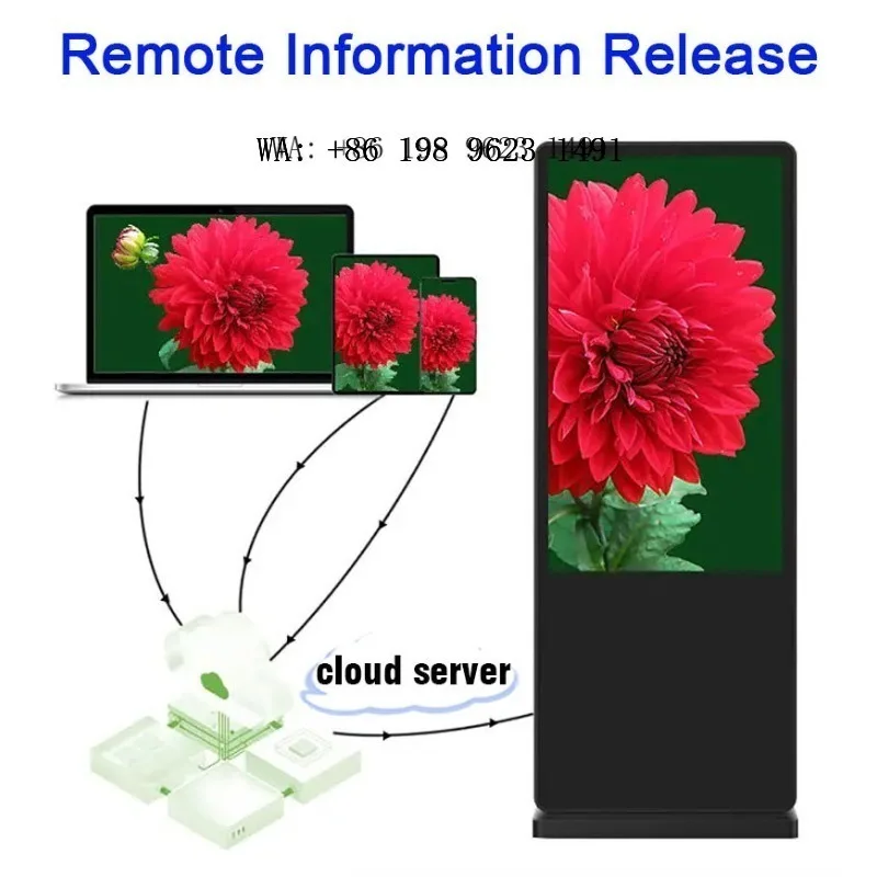 43-65 Inch Vertical LCD Digital Signage Ultra HD Touch Screen Floor Stand Kiosk for Animation Commercial Advertising Display