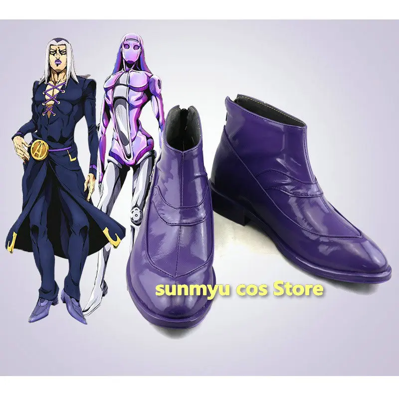 Jojo Bizarre Adventure Golden Wind Leone Abbacchio Scarpe Cosplay Stivali viola