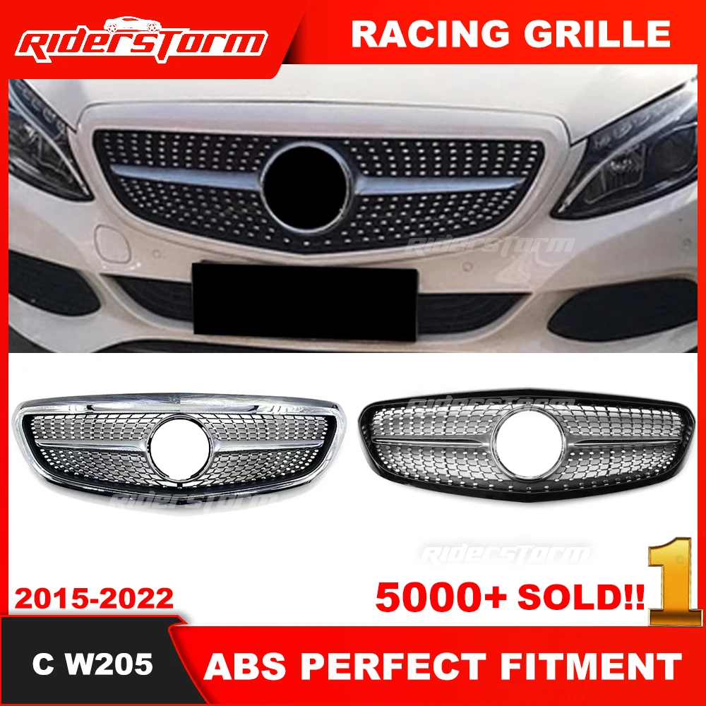 

2015-2018-year Front Bumper Grill For mercede C Class w205 C180 C200 Executive Model Only W205 Diamond Style Grille Overseas ver