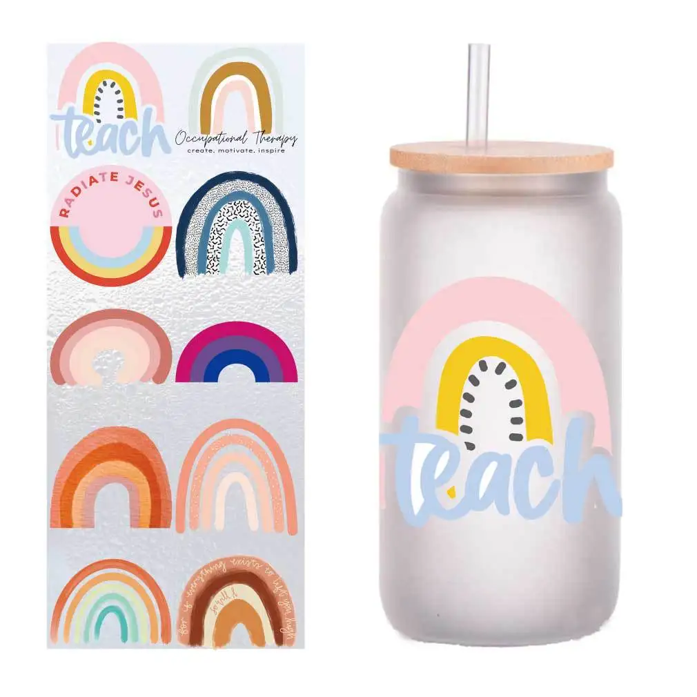 

10 pieces/pack cartoon cute Rainbow Bridge UV transfer sticker Crystal label DIY sticker customization