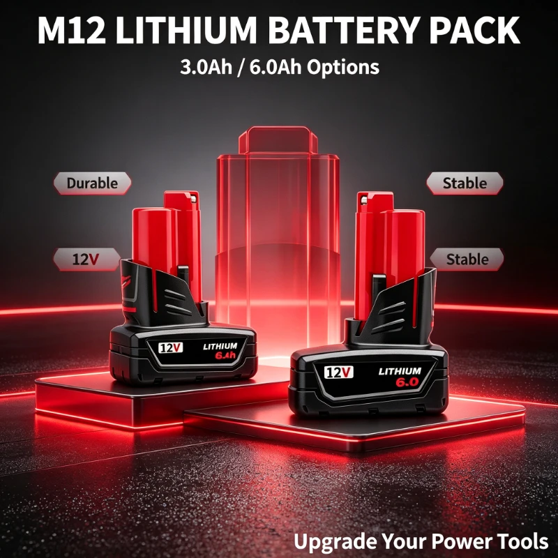 For 12V Milwaukee Battery 6.0Ah 3.0Ah Compatible with Milwaukee M12 XC 48-11-2402 48-11-2411 12-Volt Cordless Tools Battery