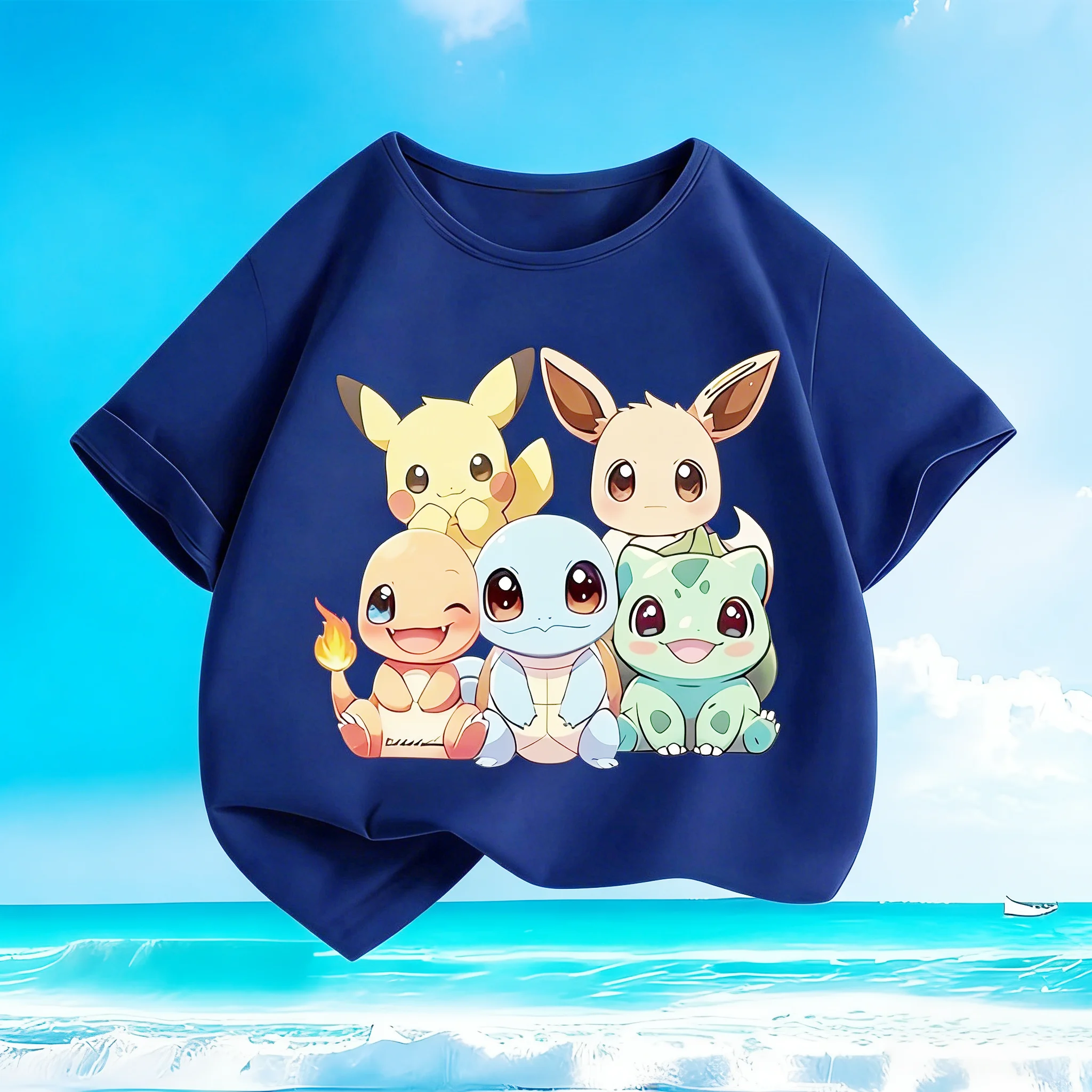 2026 Nieuwe Zomer Hot Sale Pokémon Pikachu Cartoon T-shirt voor jongens en meisjes - Ronde hals Casual Multi-color Unisex Hoogwaardige tops