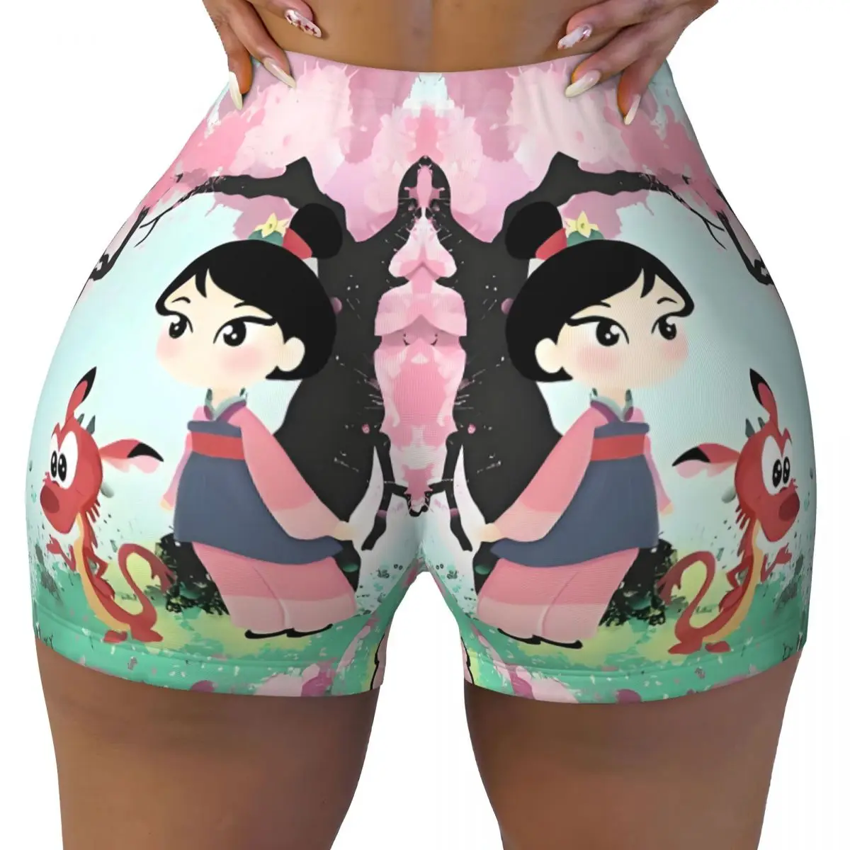 

Custom Mulan Princess Workout Volleyball Biker Shorts for Women Gym Yoga Shorts