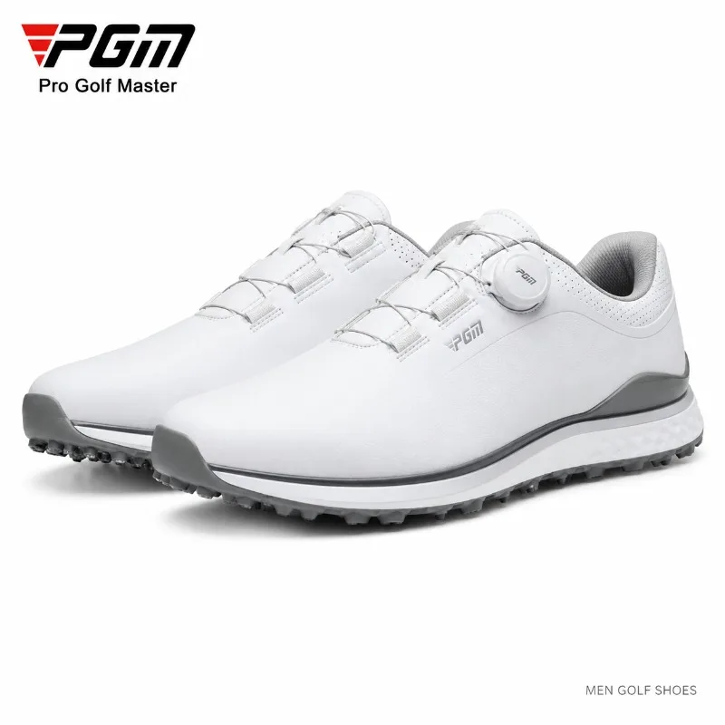 PGM Men Golf Shoes Waterproof Spikeless Golf Sneakers Rotary Dial Anti Slip Lightweight Breathable Training Shoes