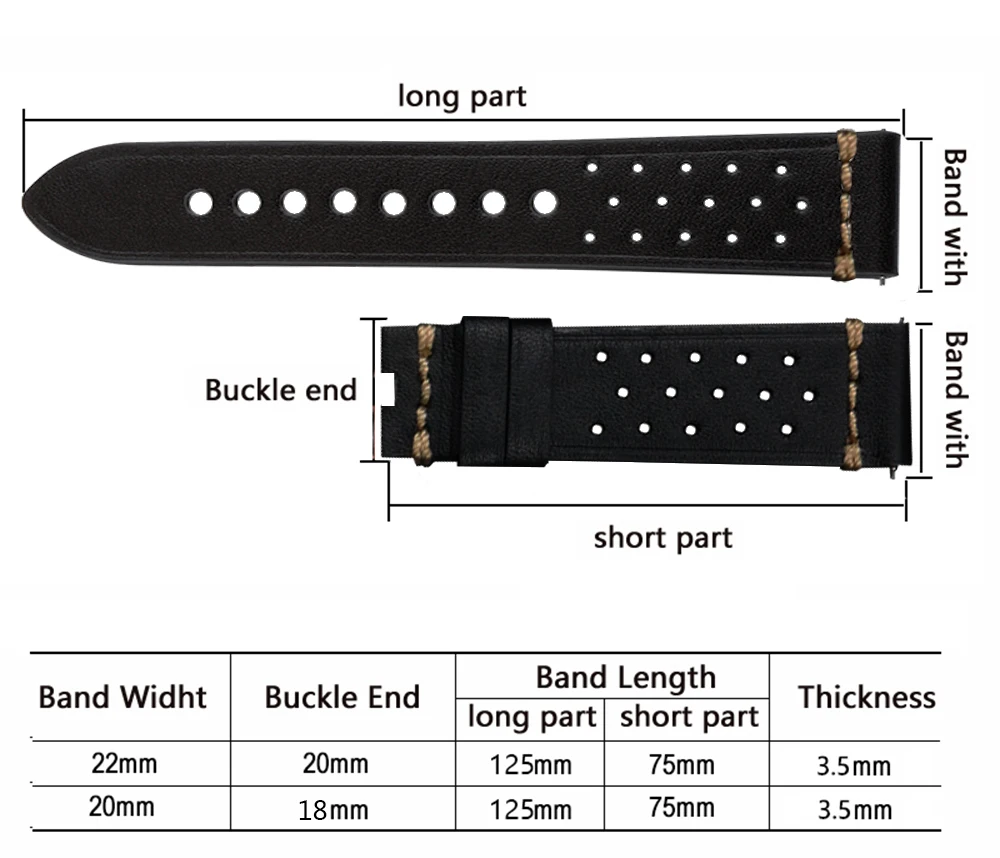 Fashion Quick Release Watch Bands Top Grain Genuine Leather Watch Band Strap 20mm 22mm Handmade Vintage Watchbands