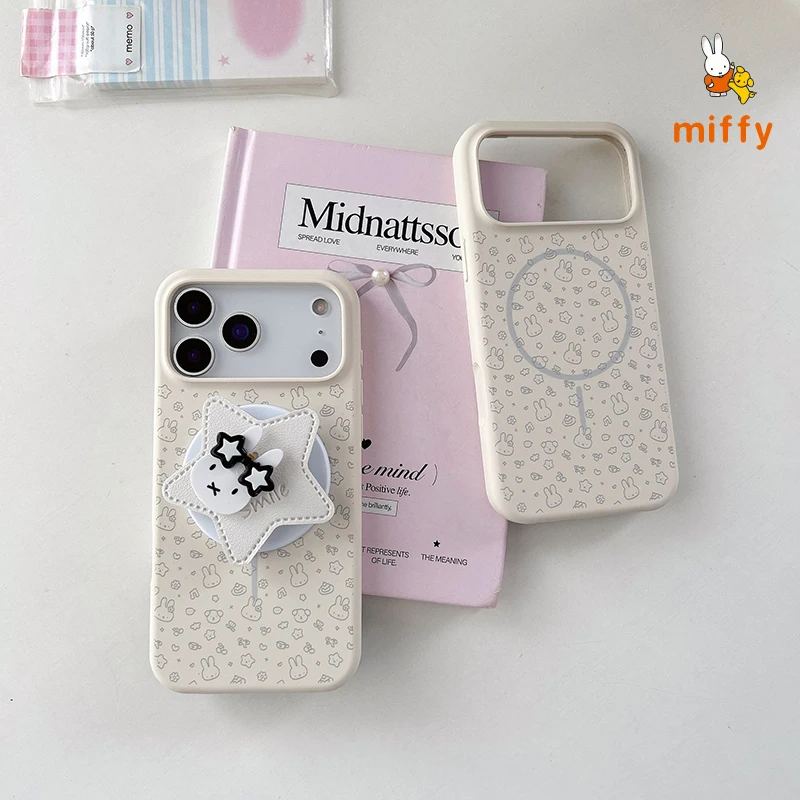 جديد ميفي الهاتف قذيفة مناسبة آيفون 17 16 15 14 الكرتون الأرنب ستار حامل مغناطيسي جودة عالية مكافحة قطرة جراب هاتف هدية