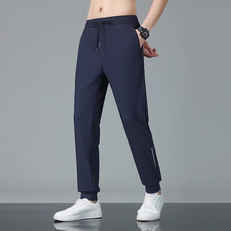 

Summer Men's Outdoor Hiking Sweat Absorbing Quick Drying Elastic Slim Fit Trendy Versatile Ice Silk Sports and Leisure Pants