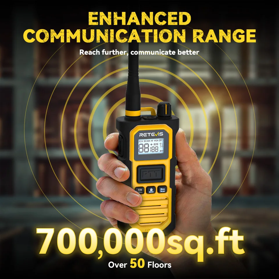 Retevis RB648Pro Walkie Talkie Long Range 2800mAh Battery 18 Hour Use AI Noise Reduction IP67 Waterproof One Key Group Call