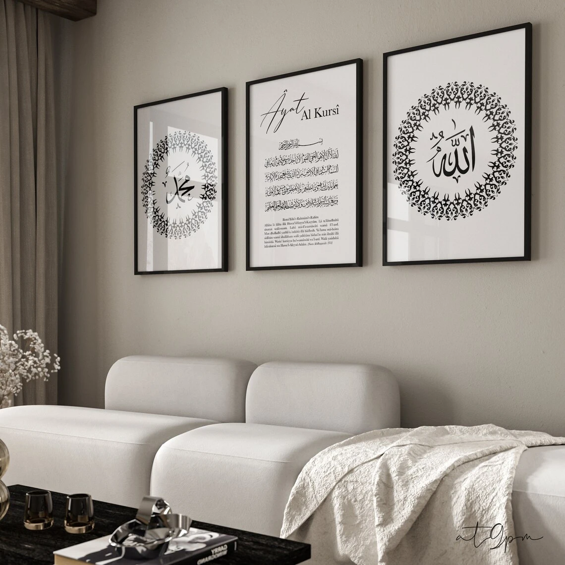 3pcs frameless Canvas Painting 3pcs Minimalist Islam Allah Muhammad Calligraphy Wall Art Print Canvas Painting Poster Picture Fo
