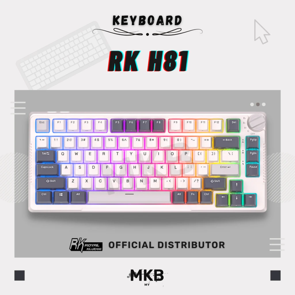 [READY STOCK] Royal Kludge RK H81 Mechanical Keyboard Kit 75% Hot-Swappable RGB Tri-Mode Bluetooth Type C Wired 2.4G