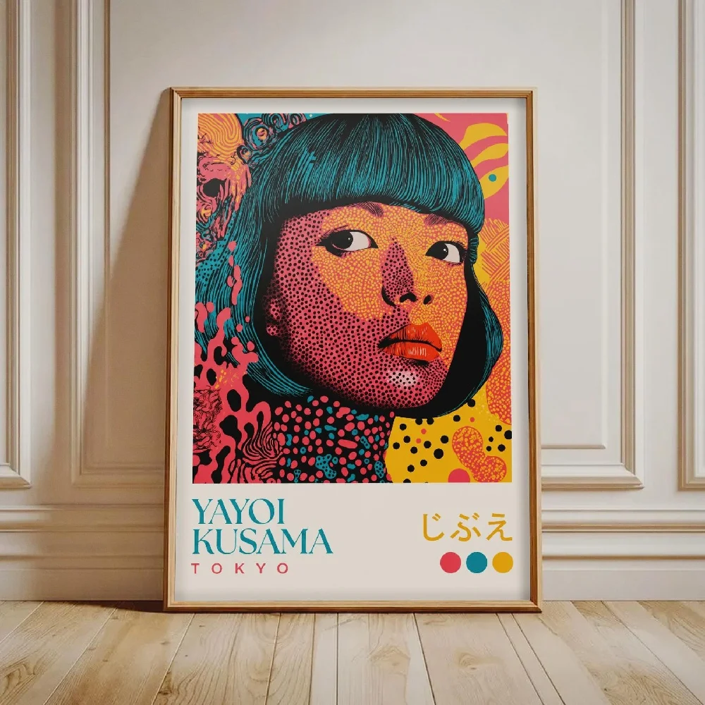 Yayoi Kusama Print Abstract Floral Wireless Point Pattern Koi Canvas Painting Wall Art Poster Picture Home Decor Mural Cuadros