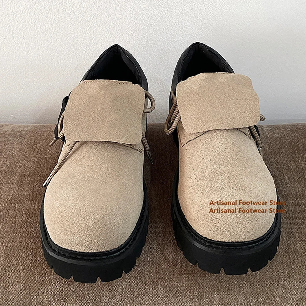 Мужские туфли дерби на толстой подошве, кожаные туфли в британском стиле с большим круглым носком, увеличивающие рост, модная роскошная мужская обувь ручной работы