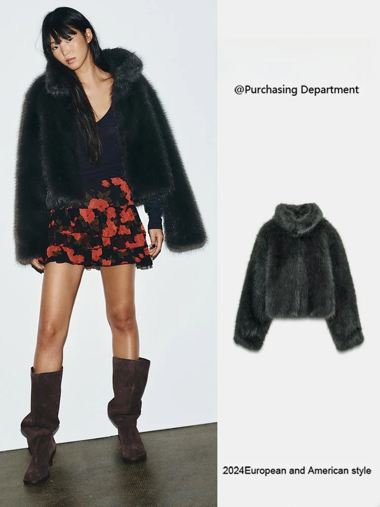 Autunno 2025 Nuovo effetto pelliccia artificiale da donna Jaet ort Capispalla lungo Sve Ladies' Faion European Sle Pelle sintetica