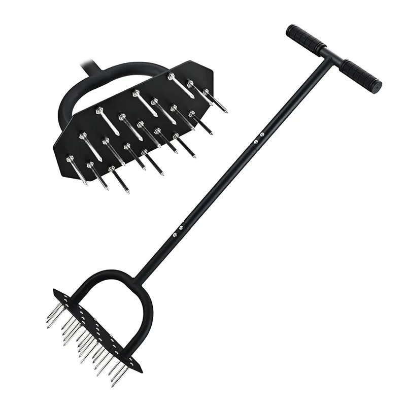

1024hot Hot Outdoor Manual Lawn Aerator Tool Easy-to-Use Aerating Machine with Breathable Punching Frame for Courtyard 37.2in