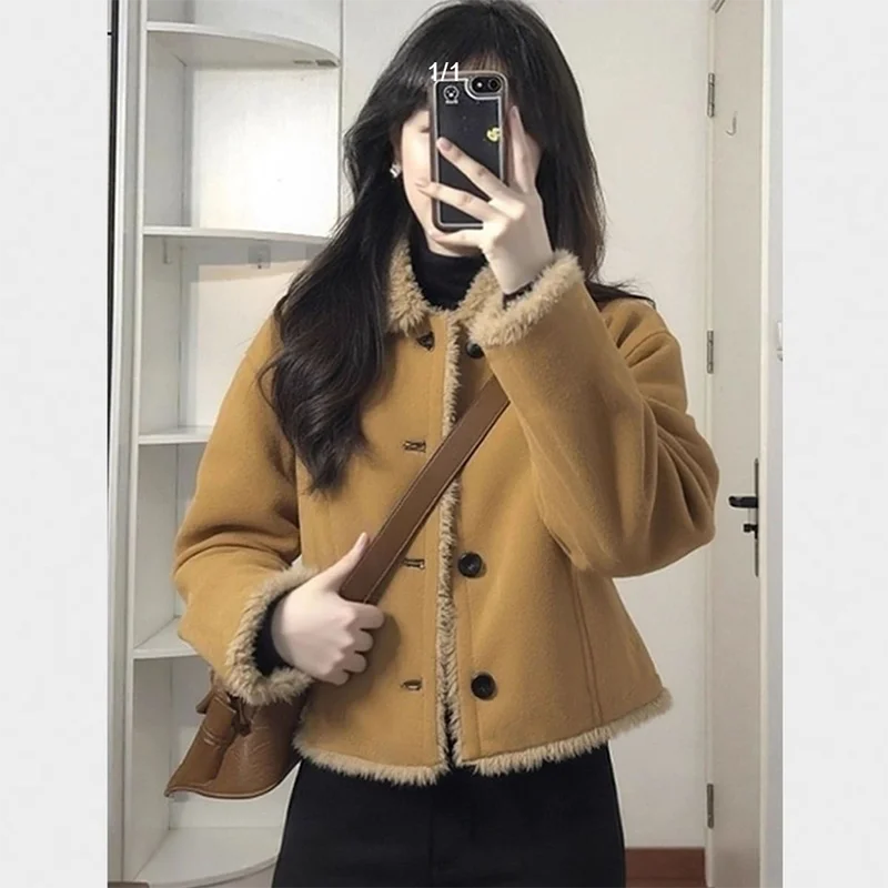 

Stylish High-End Suede Jacket Women's Autumn Winter New Loose Slimming Commute Casual Warm Top Fashionable Outerwear