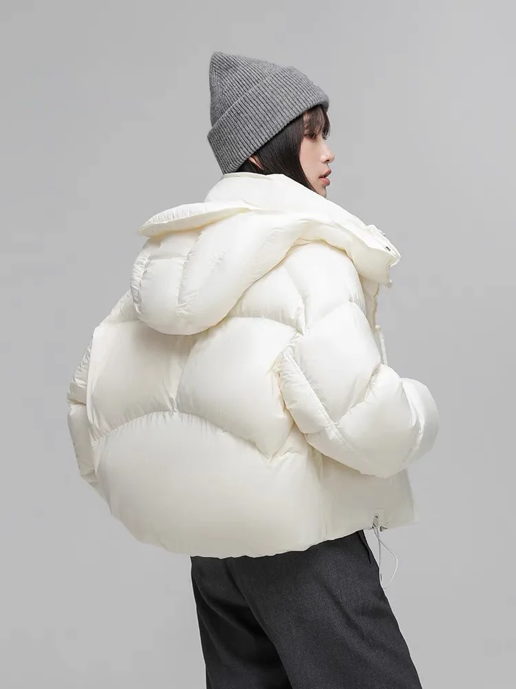 Bread style Thicker Warm Duck Down Coat Winter Fashion Hooded Fluffy Down Parkas Coats Was Thin Oversized Down outerwear wy1837