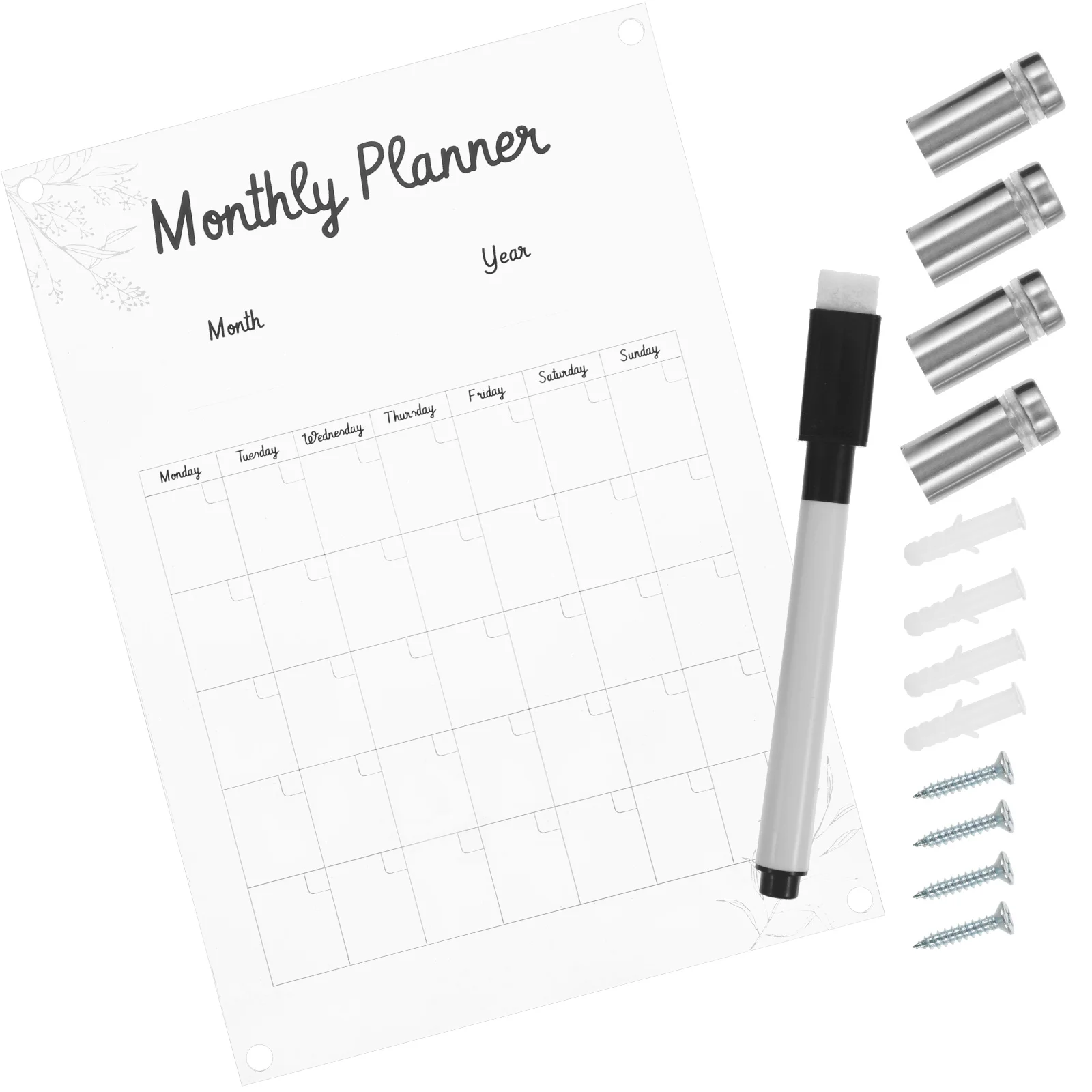 Acrylic Note Board Erasable Clear Calendar for Wall Message Sign Writing Memo Blackboard