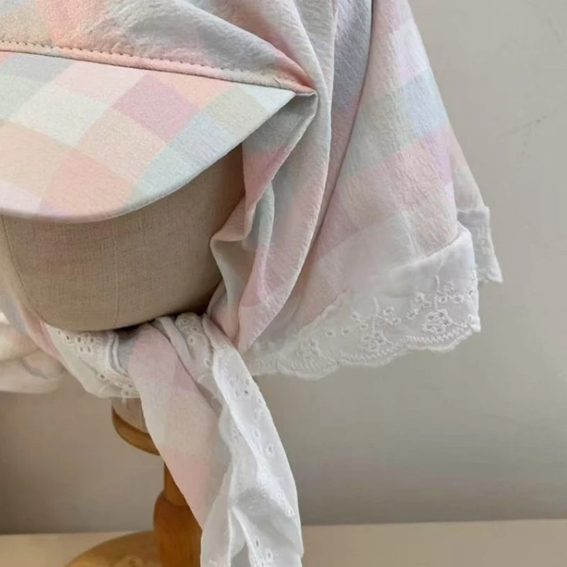 Gorro con bufanda y patrón de cuadros versátil para niños, gorro deportivo multifuncional a la moda para personas individuales de moda y amantes del deporte