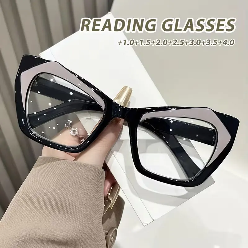1 Pair of New Stylish Cat-Eye Color-Blocked Luxury High-Quality Reading Glasses for Women, High-End Elegant and Youthful-Looking Blue Light Blocking Reading Glasses, Computer/Tv/Mobile Phone Reading Glasses, Fashionable and Comfortable for Daily Wear