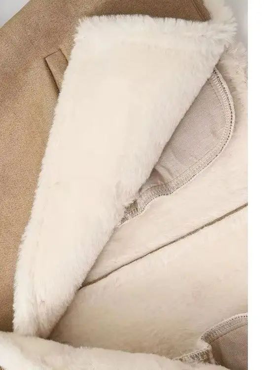 

HH 2026 Women's Winter Fashion Gold Button Reversible Warm Jacket Female Chic Crew Neck Single Breasted Casual Short Coat Mujer