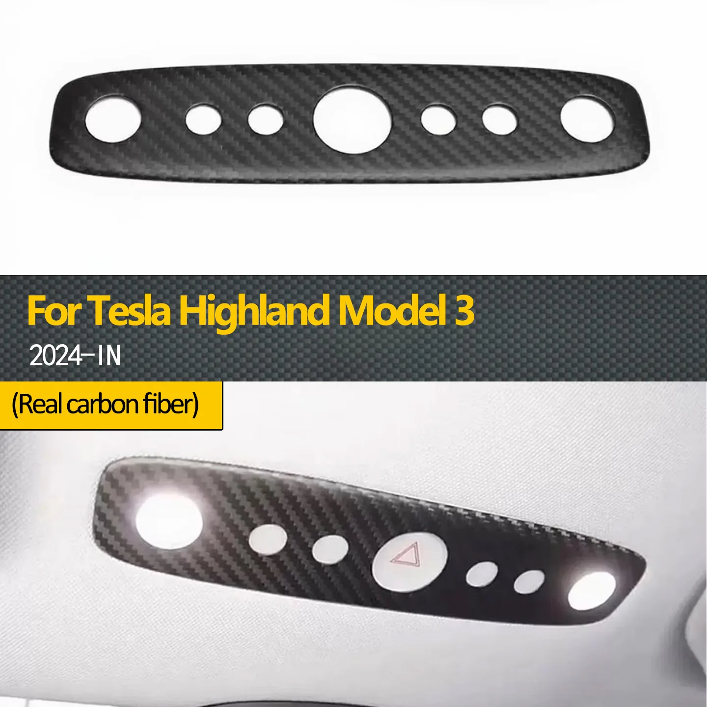 

Для последней модели Tesla 2024 года, Стайлинг автомобиля Model 3, настоящая сухая рама лампы для чтения на крыше из углеродного волокна, накладка на рамку