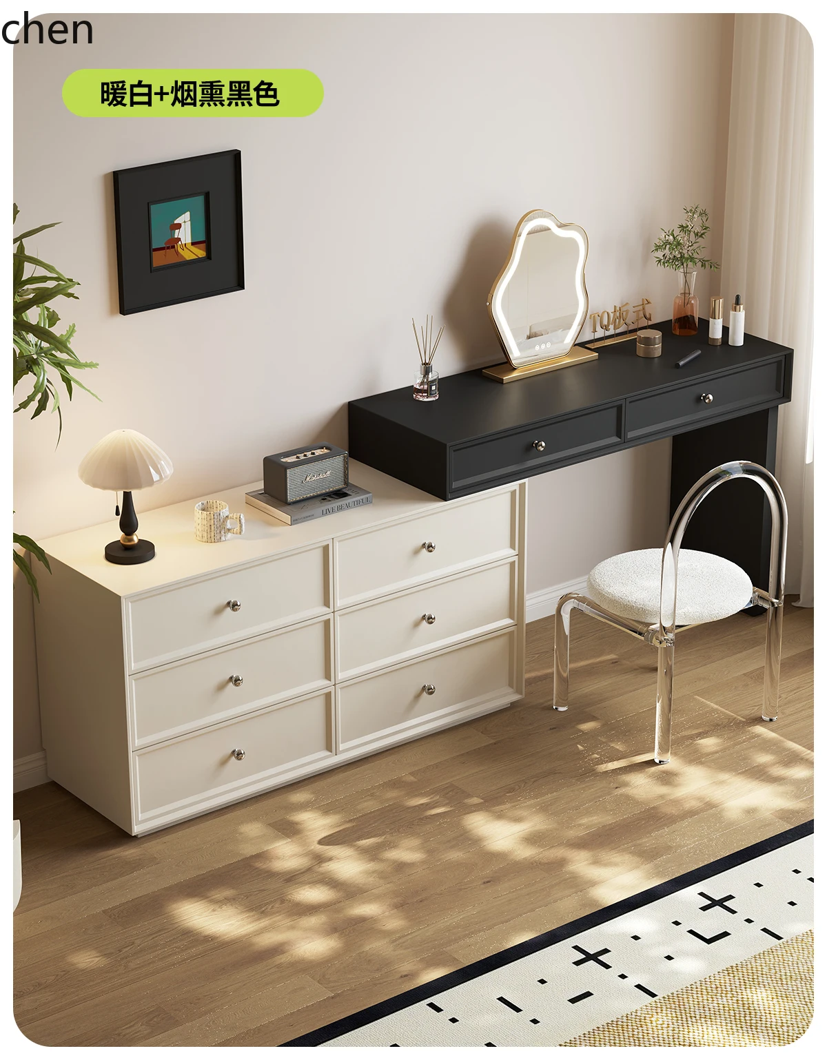 

YXY Solid Wood Dressing Table Bedroom Simple Modern Chest of Drawers Integrated Extendable Makeup Table